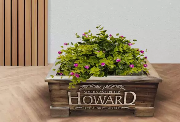 Personalized Wooden Embossed Family Named Flower Pot