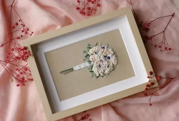 Personalizable wedding bouquet Flower embroidery
