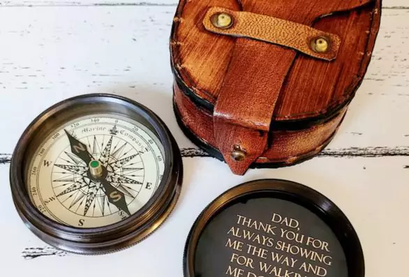 Brass personalised engraved compass